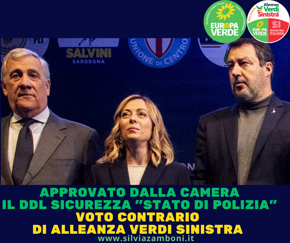 Al momento stai visualizzando APPROVATO DALLA CAMERA IL DDL SICUREZZA “STATO DI POLIZIA” VOTO CONTRARIO DI ALLEANZA VERDI SINISTRA