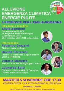 Scopri di più sull'articolo “ALLUVIONE EMERGENZA CLIMATICA ENERGIE PULITE. 4 PROPOSTE PER L’EMILIA-ROMAGNA”. IL VIDEO DELL’INCONTRO